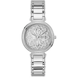 Guess Lily Quartz Silver Dial Silver Steel Strap Watch For Women - GW0528L1