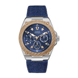 Guess Legacy Analog Blue Dial Blue Denim Strap Watch for Men - W1058G1