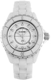 Chanel J12 Diamonds Ceramic White Dial White Steel Strap Watch for Women - J12 H1628