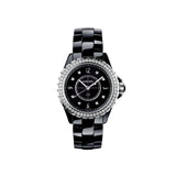 Chanel J12 Diamonds Ceramic Black Dial Black Steel Strap Watch for Women - J12 H3108