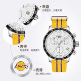 Tissot Quickster Chronograph NBA LA Lakers White Dial Yellow NATO Strap Watch for Men - T095.417.17.037.05