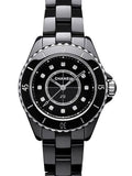 Chanel J12 Quartz Diamonds Black Dial Black Steel Strap Watch for Women - J12 H5701