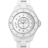 Chanel J12 Quartz Diamonds White Dial White Steel Strap Watch for Women - J12 H5703