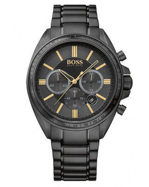 Hugo Boss Driver Chronograph Black Dial Black Steel Strap Watch for Men - 1513277