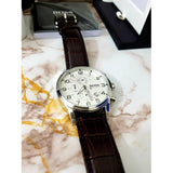 Hugo Boss Aeroliner Chronoraph White Dial Brown Leather Strap Watch For Men - HB1512447