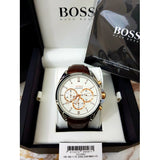 Hugo Boss Driver Quartz Silver Dial Brown Leather Strap Watch For Men - HB1512881