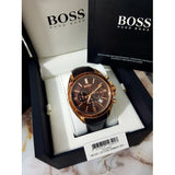 Hugo Boss Driver Chronograph Brown Dial Brown Leather Strap Watch For Men - HB1513093