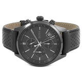 Hugo Boss Grand Prix Black Dial Black Leather Strap Watch for Men - 1513474