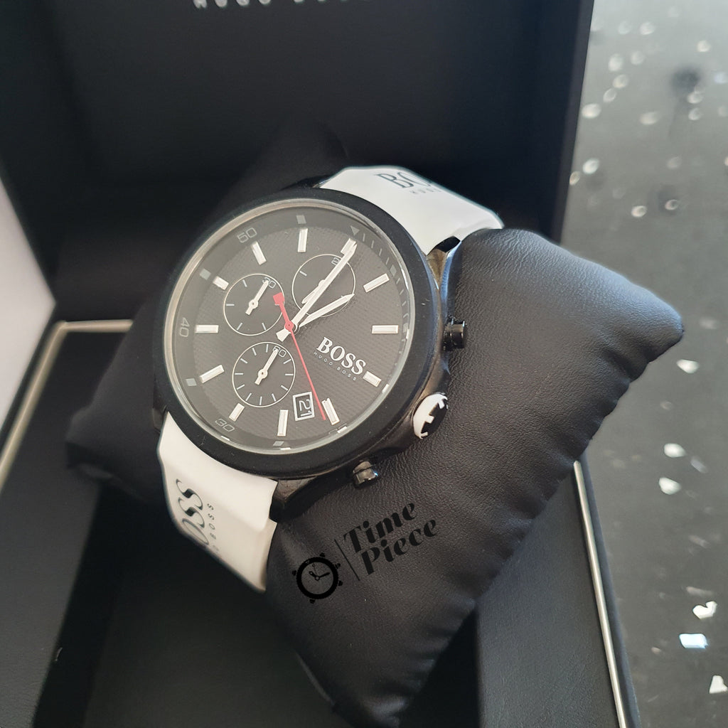 Hugo Boss White Rubber Dial Black Watch Strap Velocity for Men