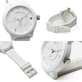 Tommy Hilfiger Denim Analog White Dial White Rubber Strap Watch for Men - 1791481