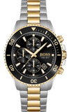 Hugo Boss Admiral Chronograph Black Dial Two Tone Steel Strap Watch for Men - 1513908