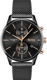 Hugo Boss Associate Black Dial Black Mesh Bracelet Watch for Men - 1513811