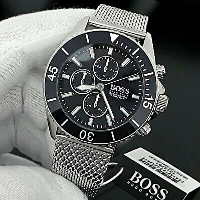 Hugo Boss Ocean Edition Reloj de pulsera de malla plateada con