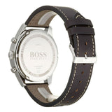 Hugo Boss Pioneer Chronograph Black Dial Black Leather Strap Watch For Men - 1513708