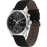 Hugo Boss Skymaster Black Dial Black Leather Strap Watch for Men - 1513782