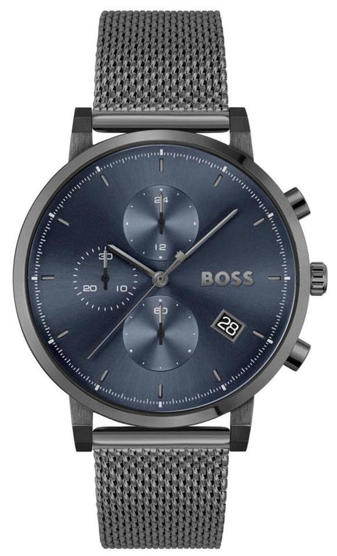 Hugo Boss Skymaster Chronograph Grey Dial Grey Mesh Bracelet Watch for Men - 1513934