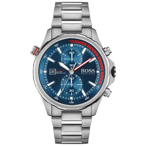 Hugo Boss Globetrotter Chronograph Blue Dial Silver Steel Strap Watch for Men - 1513823