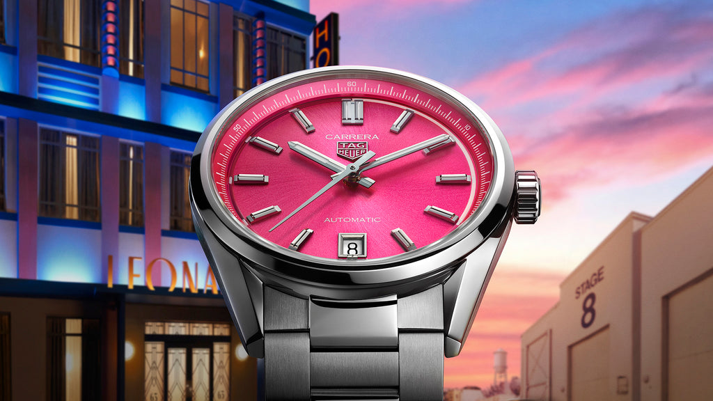 Tag Heuer Carrera Date Automatic 18K Pink Dial Silver Steel Strap