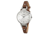 Fossil Georgia White Dial Brown Leather Strap Watch for Women - ES3060