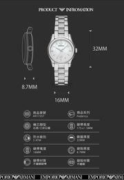 Emporio Armani Federica Mother of Pearl Dial Silver Steel Strap Watch For Women - AR11557