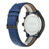 Hugo Boss Grand Prix Chronograph Black Dial Blue Leather Strap Watch for Men - 1513563