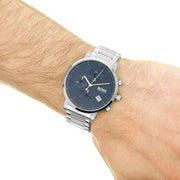 Hugo Boss Integrity Chronograph Blue Dial Silver Steel Strap Watch for Men - 1513779