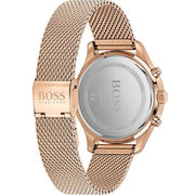 Hugo Boss Associate Chronograph Black Dial Rose Gold Mesh Bracelet Watch for Men - 1513806