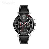 Hugo Boss Allure Black Dial Black Leather Strap Watch for Men - 1513920