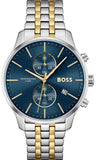 Hugo Boss Associate Chronograph Blue Dial Two Tone Steel Strap Watch for Men - 1513976