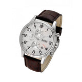 Hugo Boss Aeroliner Chronoraph White Dial Brown Leather Strap Watch For Men - HB1512447