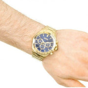 Hugo Boss Ikon Chronograph Blue Dial Gold Steel Strap Watch for Men - 1513340