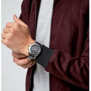 Hugo Boss Ikon Chronograph Black Dial Black Leather Strap Watch for Men - 1513178
