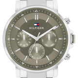 Tommy Hilfiger Tyson Chronograph Green Dial Silver Steel Strap Watch For Men - 1710587