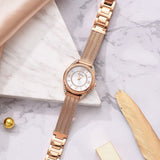 Guess Whisper Silver Dial Rose Gold Mesh Bracelet Watch for Women - W1084L3