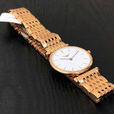 Jam Tangan Wanita Longines La Grande Classique dengan Dial Putih dan Gelang Mesh Emas Mawar - L4.209.1.92.8