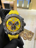 Tag Heuer Formula 1 Chronograph 41mm Yellow Dial Yellow Rubber Strap Watch for Men - CAZ101AM.FT8054