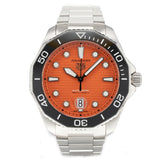 Tag Heuer Aquaracer Professional 300 Diver Automatic Orange Dial Silver Steel Strap Watch for Men - WBP201F.BA0632