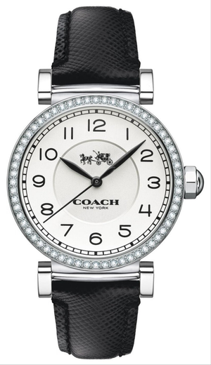 Coach Madison White Dial Black Leather Strap Watch for Women - 14502399