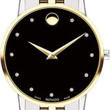 Movado Museum Classic Diamonds Black Dial Two Tone Steel Strap Watch for Men - 0607202