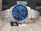 Hugo Boss Jet Blue Dial Silver Steel Strap Watch for Men - 1513384