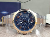 Fossil Grant Chronograph Blue Dial Two Tone Steel Strap Watch for Men - FS5024