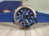 Fossil Bannon Multifunction Blue Dial Blue Silicone Strap Watch for Men - BQ2498