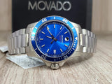 Movado Series 800 Blue Dial Silver Steel Strap Watch For Men - 2600137