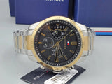 Tommy Hilfiger Decker Chronograph Black Dial Two Tone Steel Strap Watch for Men - 1791559