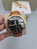 Fossil Townsman Chronograph Black Dial Brown Leather Strap Watch for Men - FS5338
