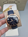 Fossil Townsman Chronograph Blue Dial Blue Leather Strap Watch for Men - FS5436