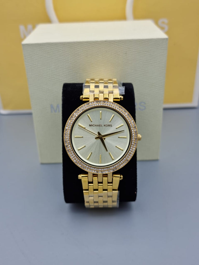 Michael Kors Darci Silver Dial Gold Stainless Steel Strap Watch for Women - MK3191