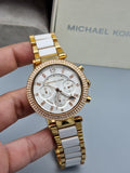 Michael Kors Parker Chronograph Silver Dial Two Tone Steel Strap Watch For Women - MK5687