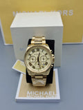 Michael Kors Brecken Chronograph Gold Dial Gold Steel Strap Watch For Women - MK6366