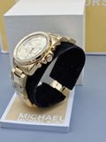 Michael Kors Brecken Chronograph Gold Dial Gold Steel Strap Watch For Women - MK6366